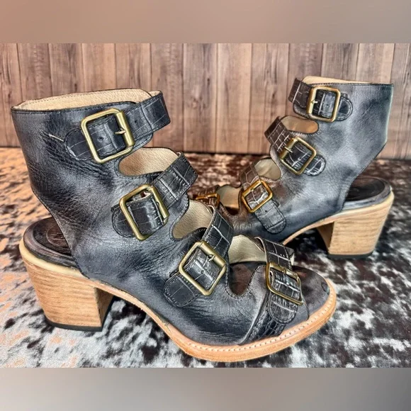 FREEBIRD Quail Black Multi Distressed Strappy Sandals Size 9 - Picture 5 of 14